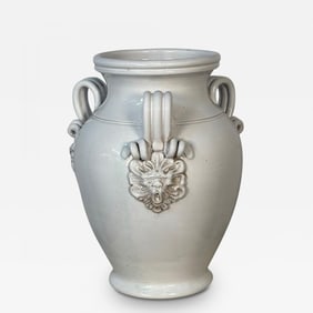 Tri-Handle Large White Ceramic Jug / Vase / Pottery
