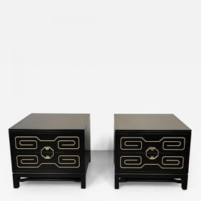 Pair of Mid-Century Modern Nightstands / Dressers, Greek Key, Mastercraft Style