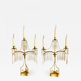 Pair of 19th Century Russian Neoclassical Gilded Bronze Table Lamp