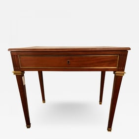 Diminutive Leather Top Desk with Pull-Out Sides and Bronze Mounts Stamped Jansen
