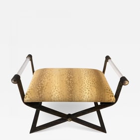 Mid-Century Modern Style Window Bench or Footstool with Lucite Arms