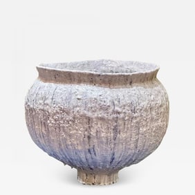 Jon Tierney, Contemporary, Large Modern Moon Jar, Glazed Ceramic, White and Blue