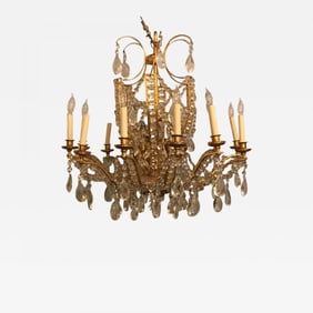 Fine Cut Crystal and Gilt Bronze Neoclassical Eighteen-Light Chandelier
