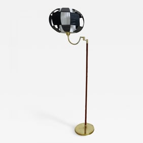 Mid-Century Modern Scandinavian Leather Wrapped, Ewa, Floor Lamp, Sweden, 1950s
