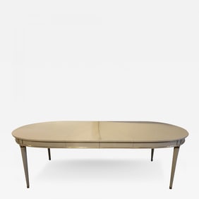 Hollywood Regency Dining Table in Gray Lacquered Bronze Mounted Finish