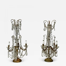 Louis XVI Style, Candelabras, Gilt Bronze, Crystal, France, 1930s