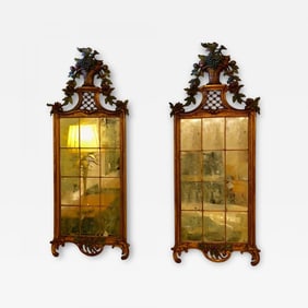 Pair of Louis XVI 19th Century Wall Console / Peir Mirrors, Carved and Painted