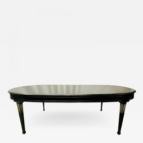 Maison Jansen Louis XVI Dining Table, Conference, Ebony, Bronze, French, 1930s