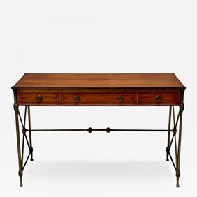 Kittinger, English Regency, Campaign Desk, Rosewood, Satinwood, Brass, USA 1950s