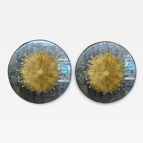 Contemporary, Hollywood Regency Style, Sunburst Mirrors, Distressed Glass, 2024