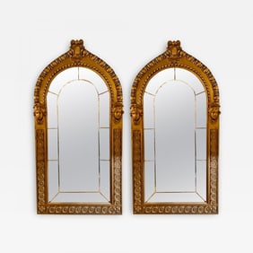 Pair of Neoclassical Wall or Console Mirrors, Giltwood Carved