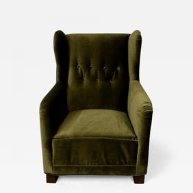 Mid-Century Danish Cabinetmaker Wingback / Lounge Chair, Flemming Lassen Style