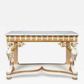 Italian Empire White Painted and Parcel-Gilt Console Table, circa 1825