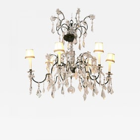 Holly Hunt Wrought Iron & Crystal Chandelier