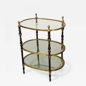 French Baques Style Three-Tier Glass and Bronze Etagere