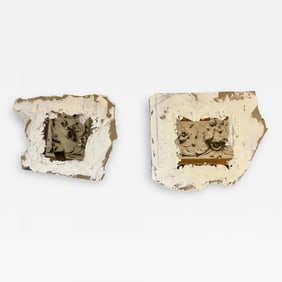 Pair of Hand Painted Architectural Wall Fragments, Plaster, Italian, Venetian