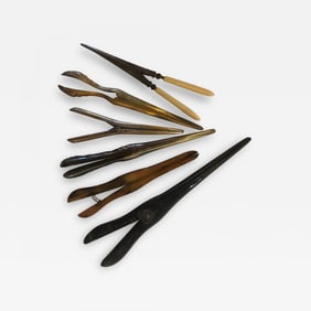 Six Assorted Metal and One Bakelite Antique Glove Stretchers Some Engraved