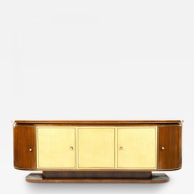 French Art Deco Sideboard or Credenza with Parchment Front, Monumental