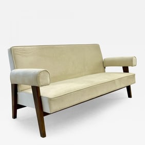Authentic Pierre Jeanneret Upholstered Bridge Sofa, Mid-Century Modern, Markings