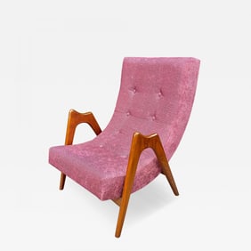 Single Sculptural Italian Mid-Century Modern Lounge Chair in Walnut, Mahogany