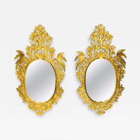 Chippendale Style Console, Wall or over the Mantle Mirrors, a Pair Italian