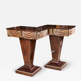 Pair of Hollywood Regency Grosfeld House Pedestal Night Tables / End Tables