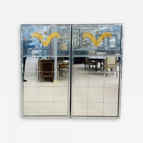 Pair of Art Deco Style Eglomise Wall or Console Mirrors, Maison Jansen Inspired