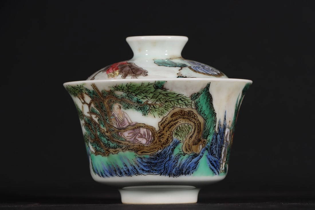 Chinese Famille Rose Buddhism Arhat Design Porcelain Teabowl Auction