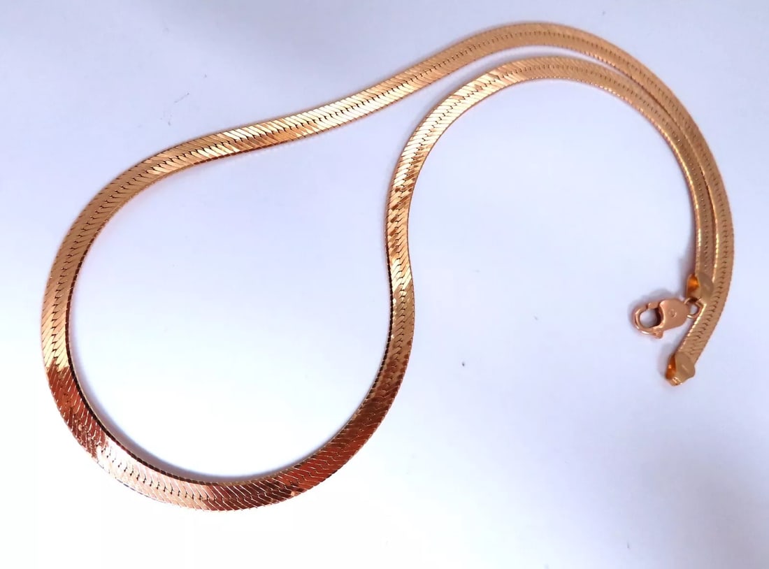 HerringBone Necklace 14kt Gold 4mm 11.8 grams (1 of 4)