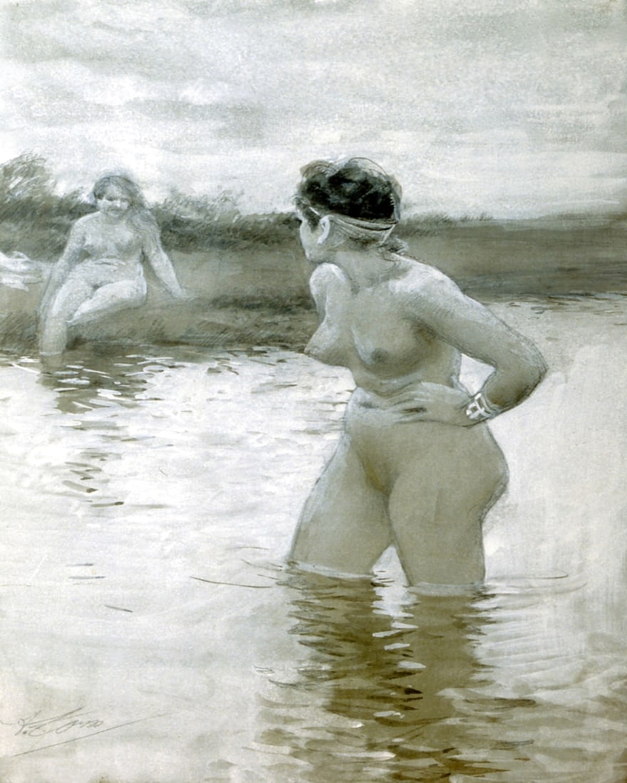1893, FEMALE FIGURE "BRYNHILD AND GUDRUN"; AFTER ANDERS ZORN (1 of 1)