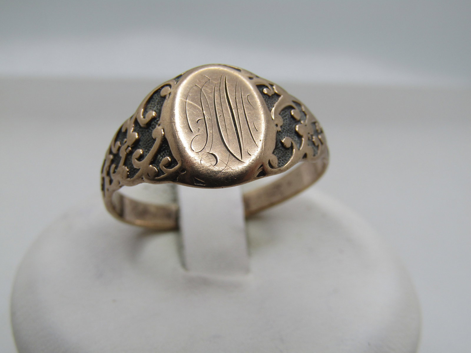 Antique 12kt Enraved Initial Ring, Sz. 9.5 - M, 1910-1930's (1 of 7)