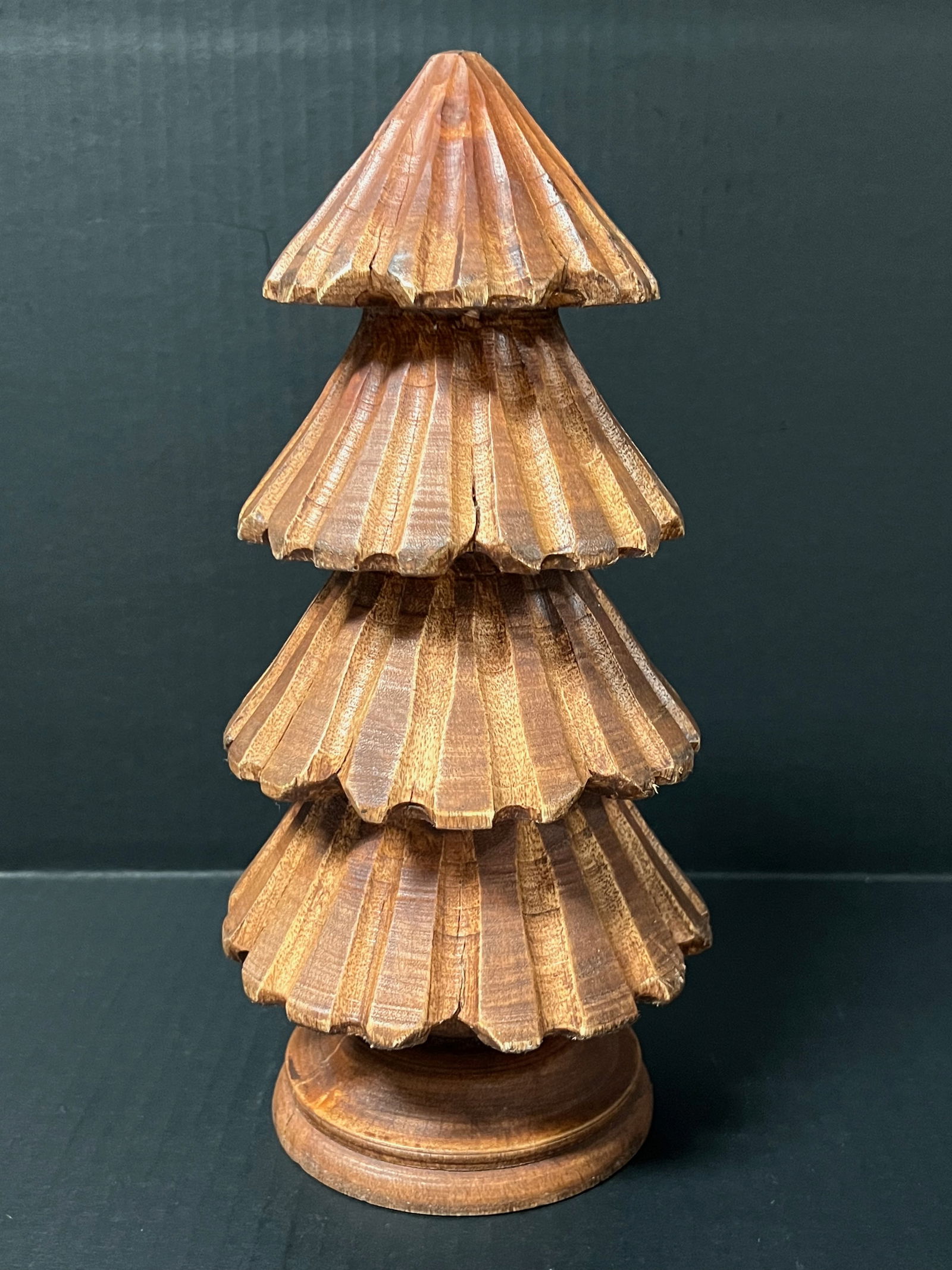 Carved Wood Folk Art Christmas Tree Sculpture (1 of 5)