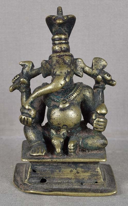 18c Indian bronze GANESHA with rat Mooshika (1 of 6)