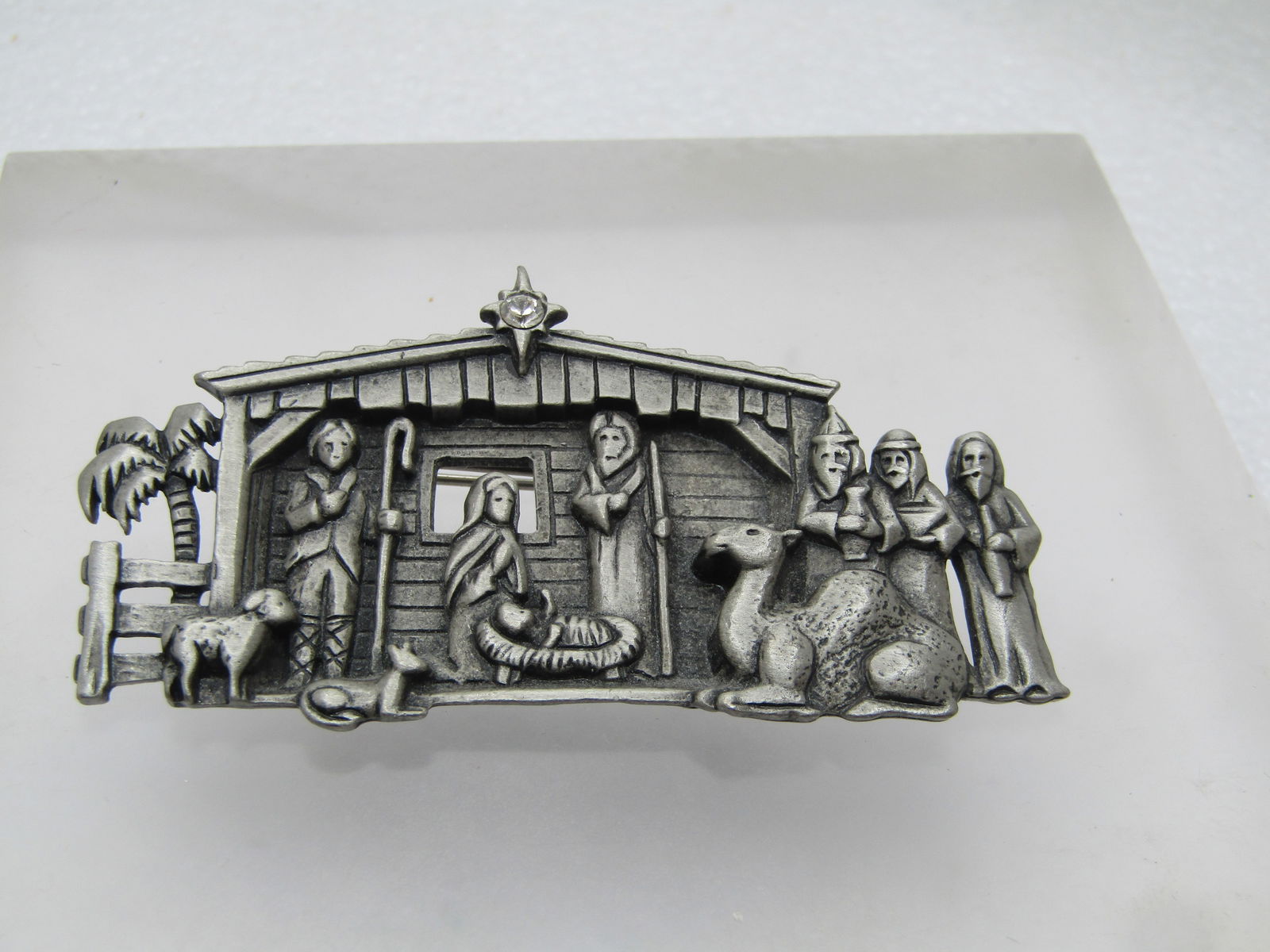 Vintage JJ Nativity Pewter Brooch, 1980's-1990's (1 of 5)