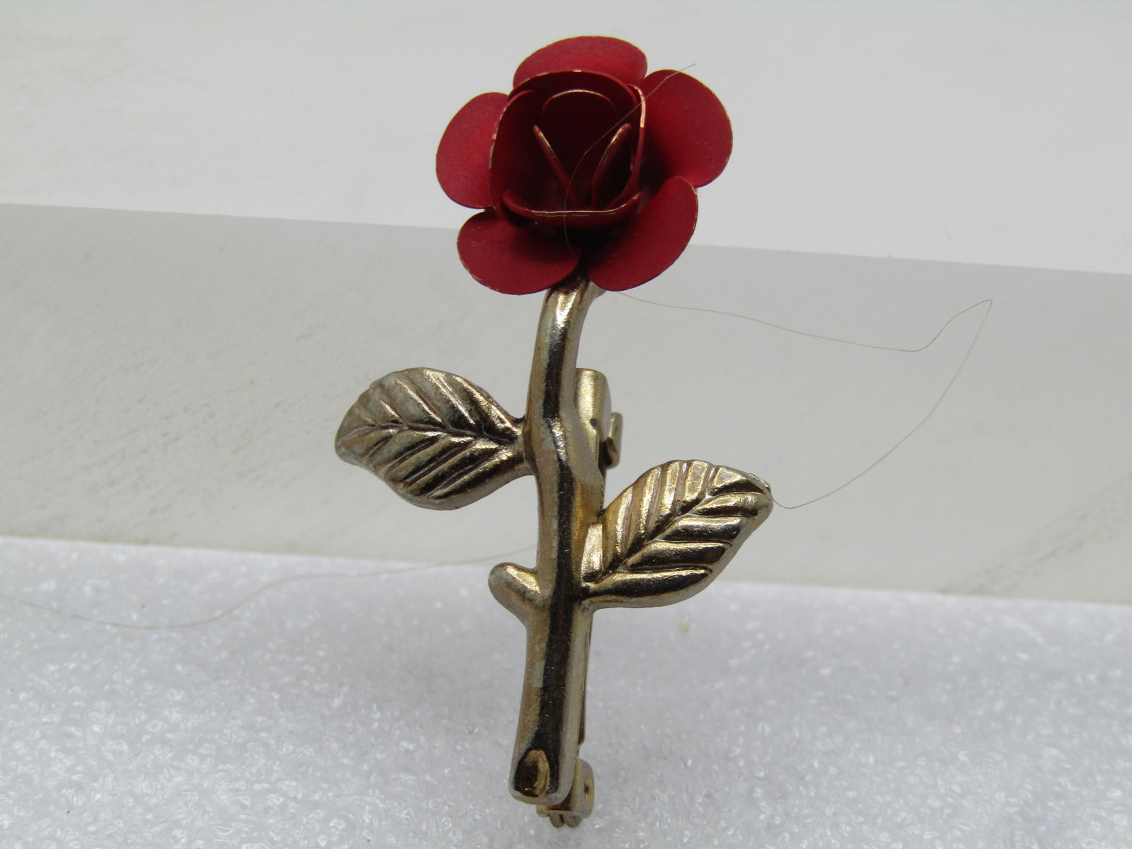 Vintage Long Stem Red Rose Brooch, 1950's-1960's (1 of 5)