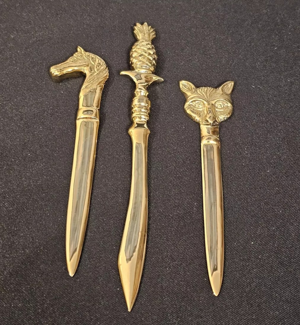 3 Brass letter opener Horse Fox Pineapple Desk Collectible (1 of 18)