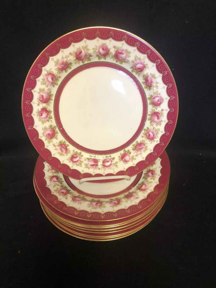 9 Cauldon England Porcelain Dinner Plates (1 of 12)