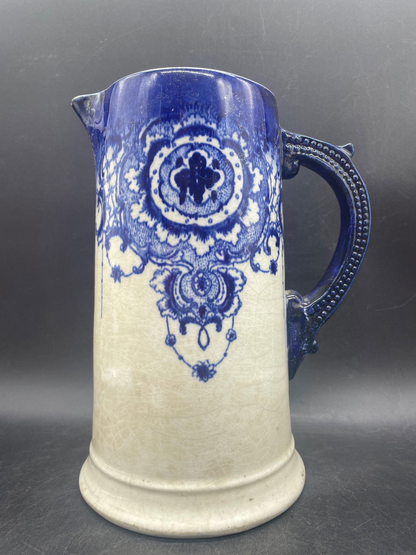 Lovely Blue & White Tall Pitcher Transferware (1 of 8)