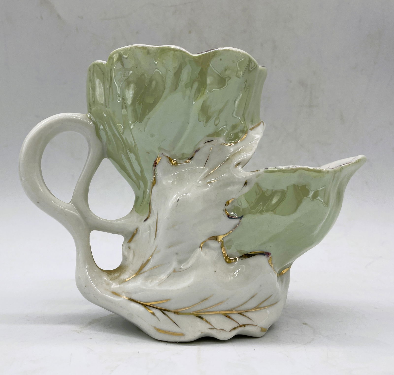 Antique Porcelain Shaving Scuttle Mug Figural Floral Leaf (1 of 8)