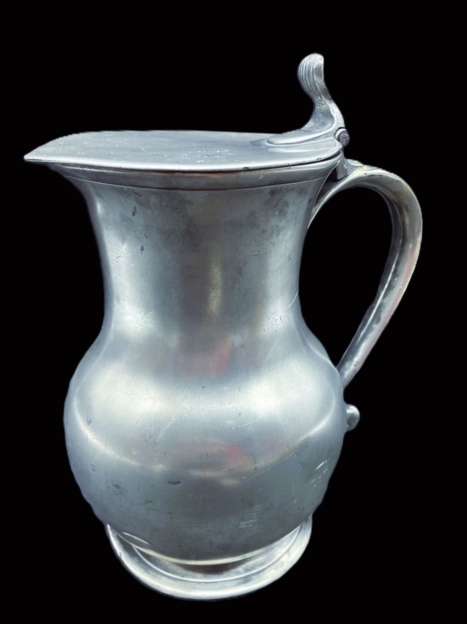 Antique PEWTER LIDDED FLAGON Lancaster quart poss Welsh (1 of 8)