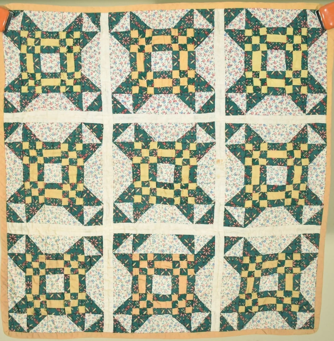 40's Miniature "Missouri Puzzle" Doll Quilt, (1 of 6)