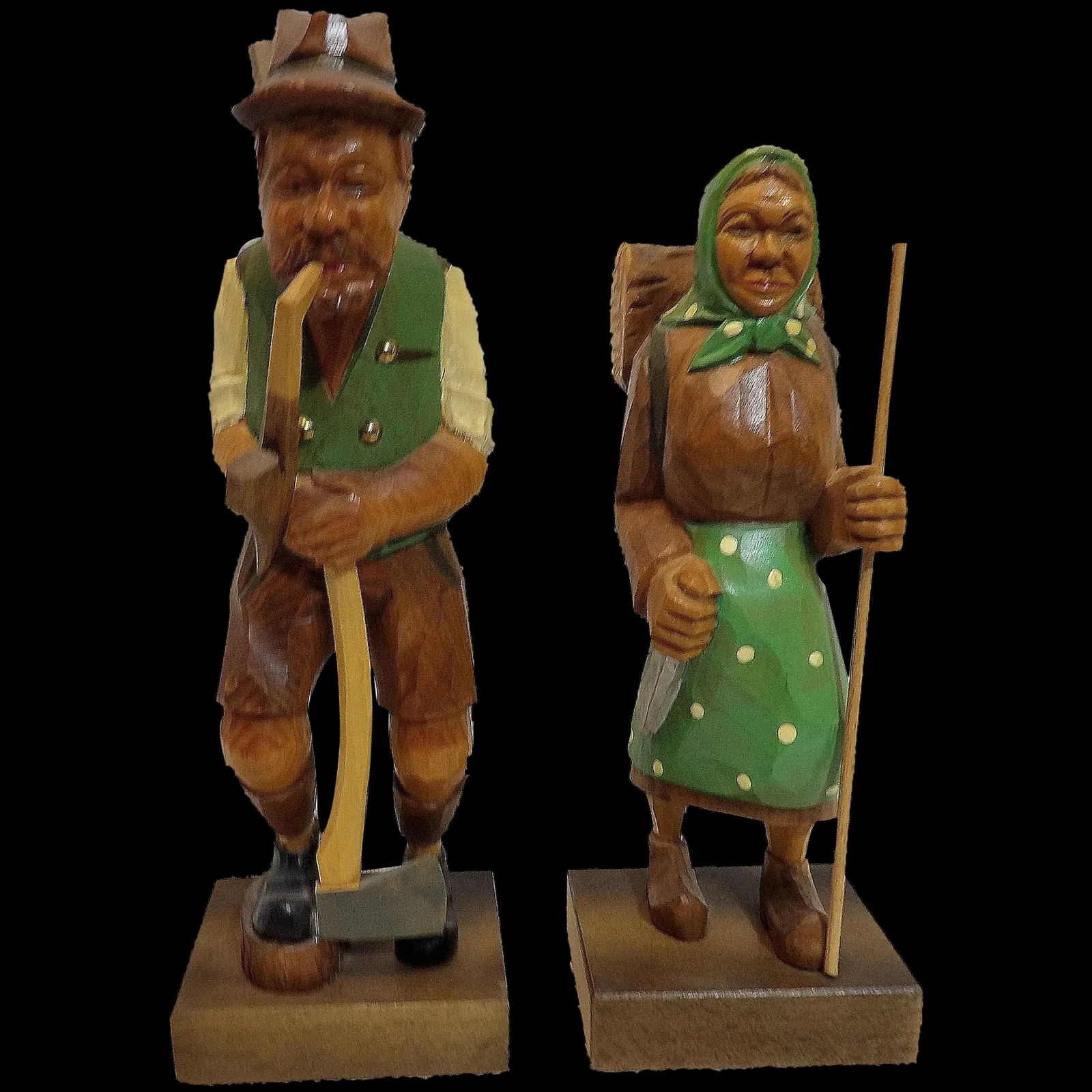 Vintage Black Forest Hand Carved Wood Cutting Couple (1 of 10)