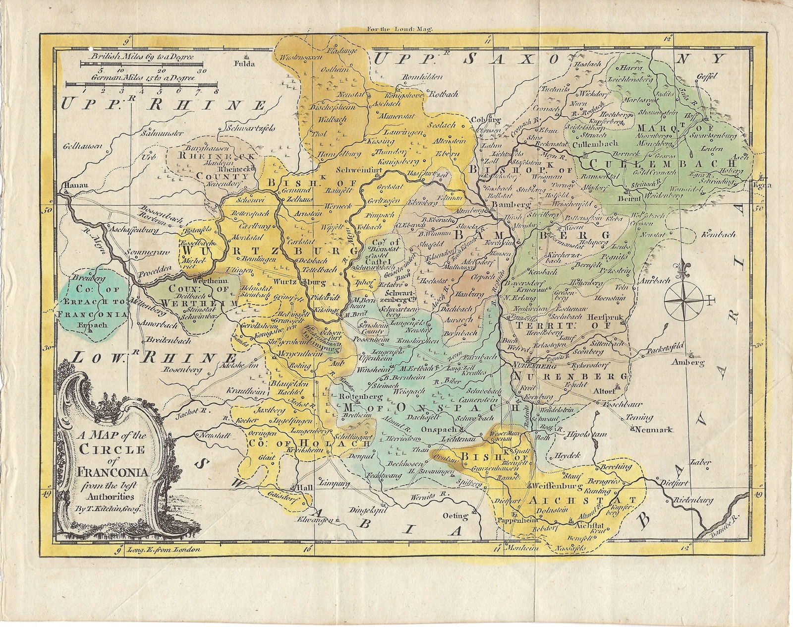 1760 Kitchin Map of the German Romantic Road Area -- A Map of the Circle of Franconia from the (1 of 1)