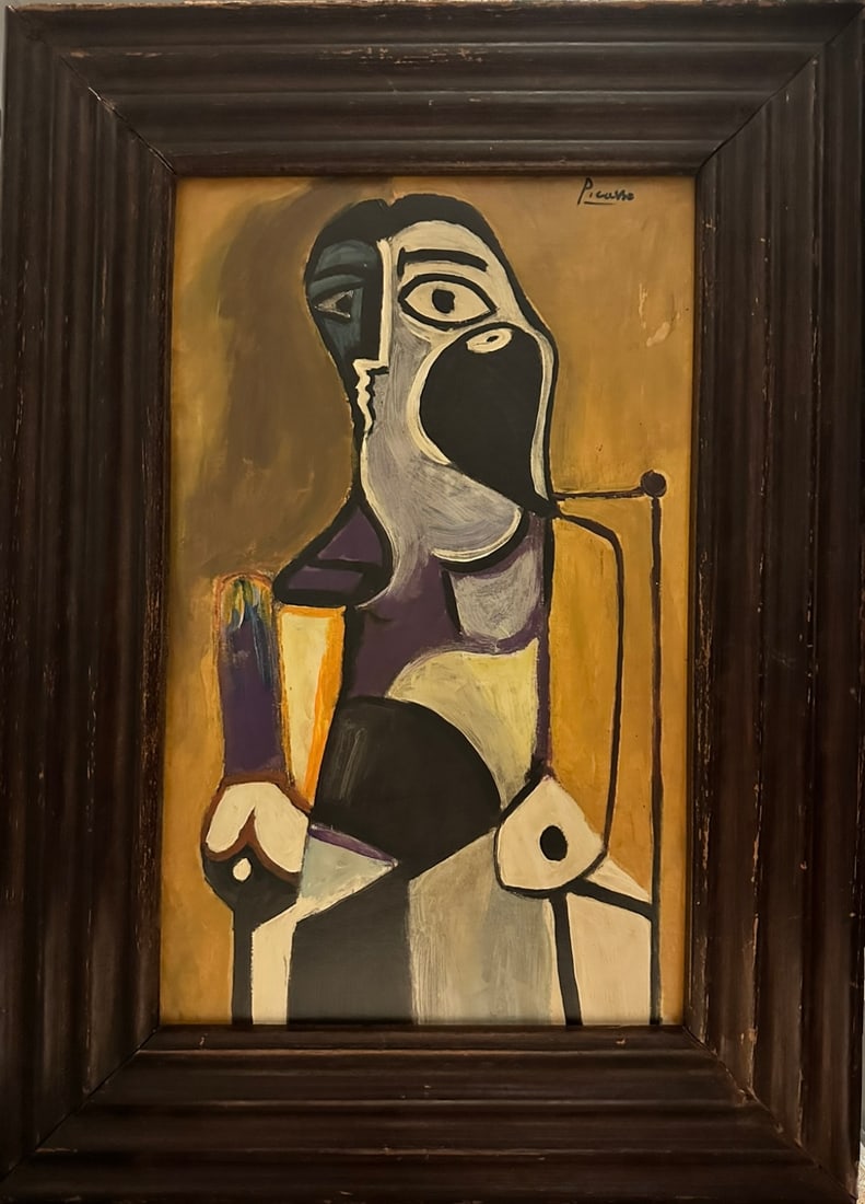 IN THE MANNER OF Pablo Picasso-Original oil painting 1936-hand signed XXXVI, WITH STAMPA (1 of 3)