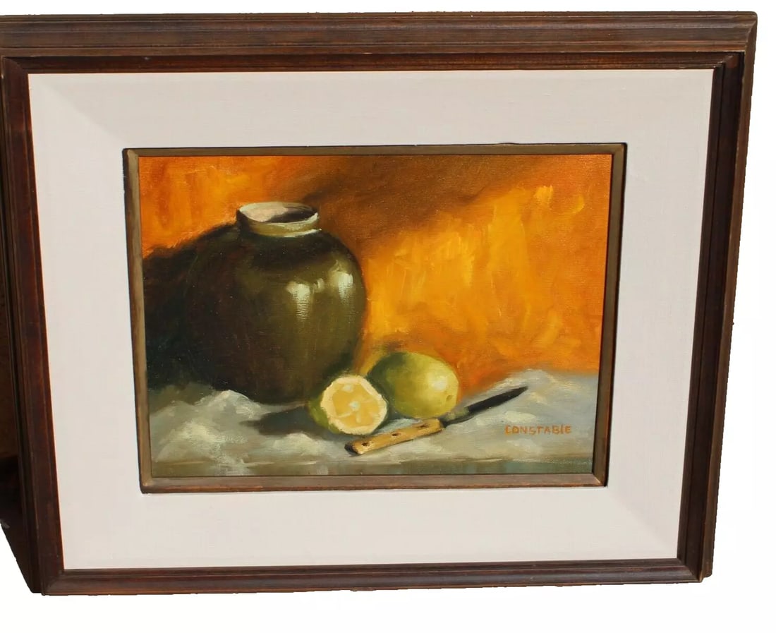 LEONORE CONSTABLE Mid Century California Still Life with Vase, Fruits & Knife (1 of 7)