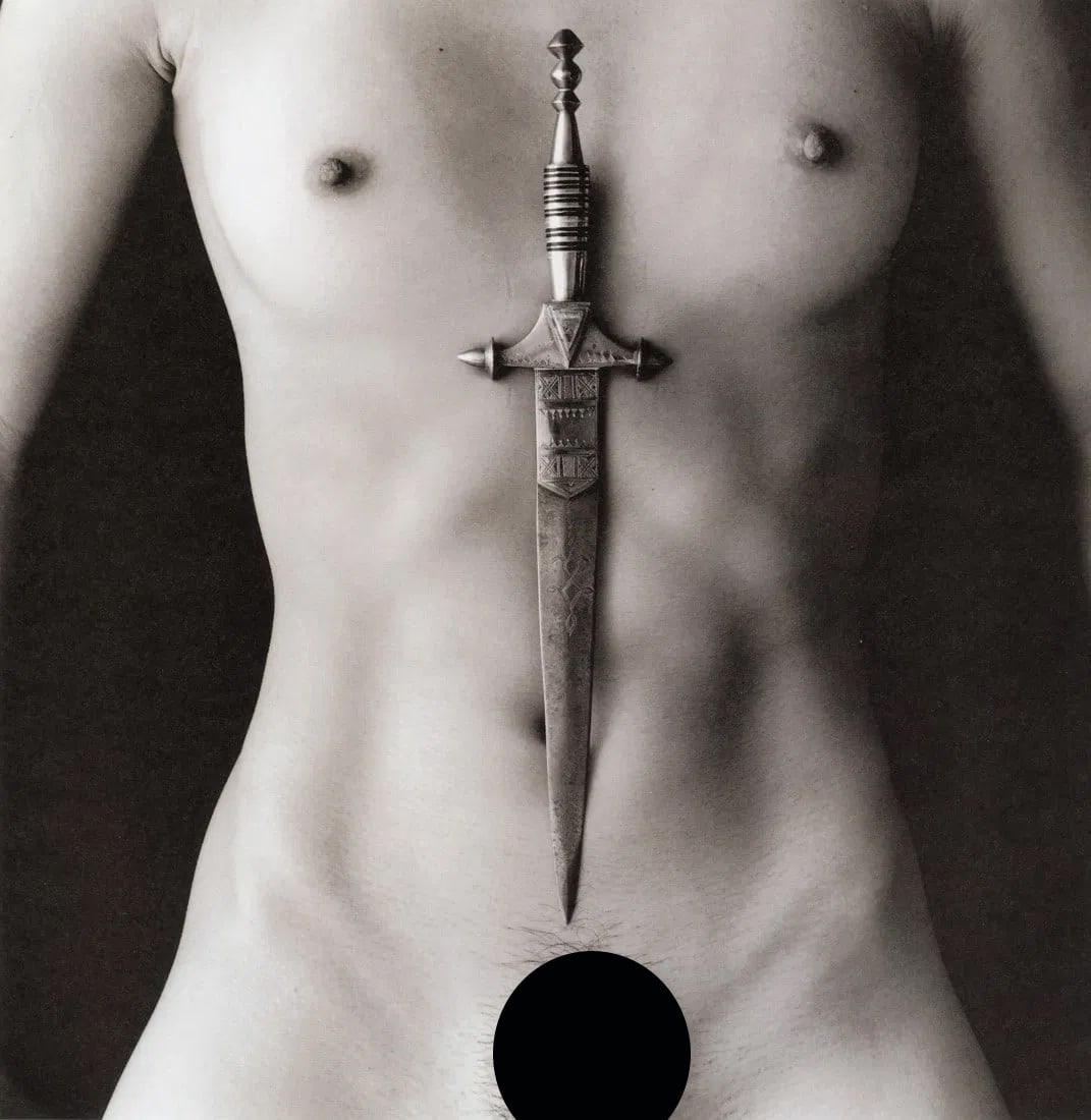 JEAN-JACQUES DICKER - Kerri and Knife: Artist: Jean-Jacques Dicker Title: Kerri and Knife Medium: Photo Litho, 1999, South Korea Dimensions: 9.2x9.45" Descrition: Heat Wax Mounted on 11x14" Conservation Board Artist Bio: Jean-Jacques Dicke