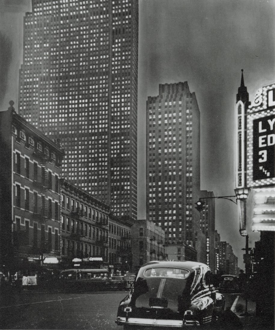 JOSEF BREITENBACH - Radio City, New York, 1942: Artist: Josef Breitenbach Title: Radio City, New York, 1942 Medium: Photo Litho, 1986, Japan Dimensions: 6.95x8.3" Descrition: Heat Wax Mounted on 8.5x11" Conservation Board Artist Bio: Josef Breitenb