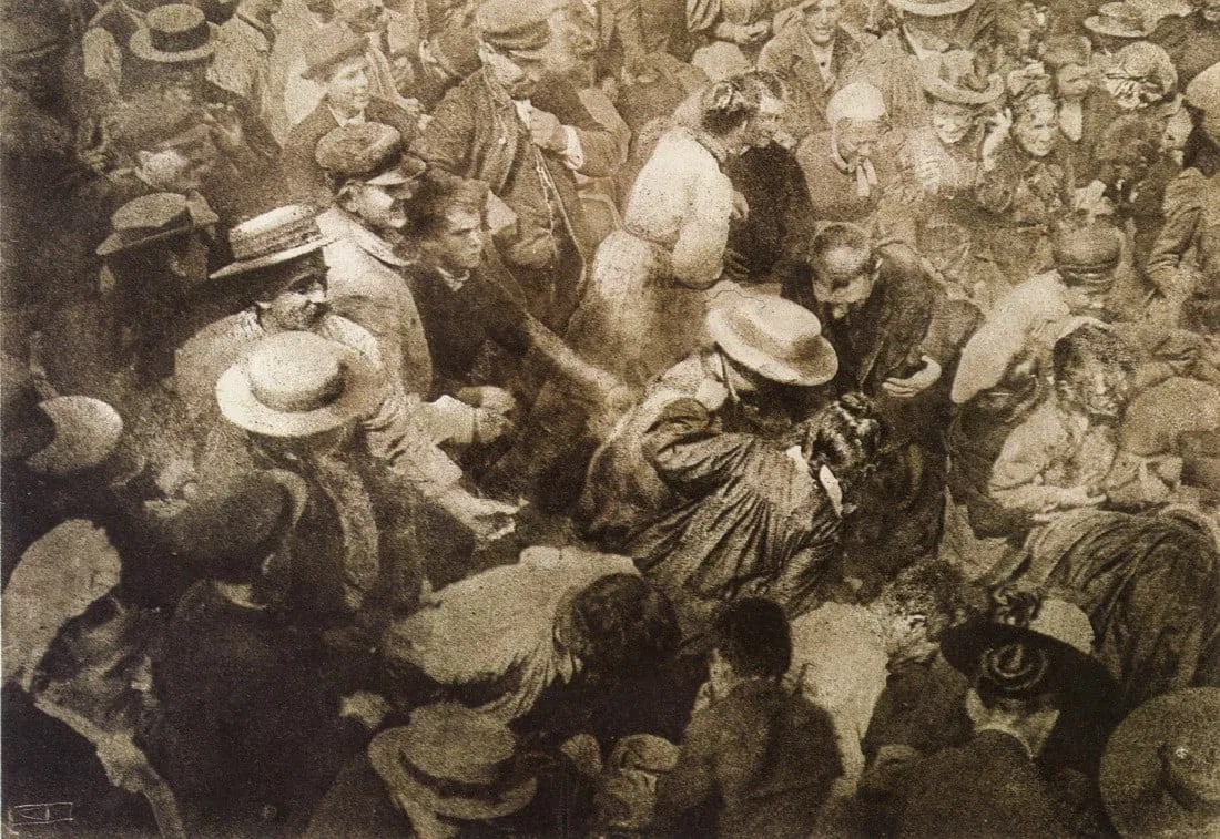 ROBERT DEMACHY - The Crowd, 1910: Artist: Robert Demachy Title: The Crowd, 1910 Medium: Photo Litho, 1987, Japan Dimensions: 8.7x6" Descrition: Heat Wax Mounted on 8.5x11" Conservation Board Artist Bio: Robert Demachy (1859–1936) wa