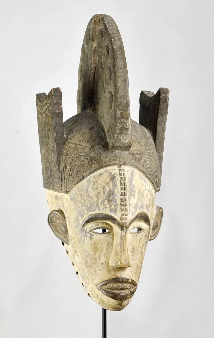 African Art- Nice & large IGBO agbogho mmuo IBO Mask Nigeria: NIGERIA The Igbo agbogho mmwo masks symbolize female spirits and were worn by men during ceremonies They also embody the feminine ideal. PEOPLE: Igbo, Ibo COUNTRY: Nigeria MATERIAL: Wood DIMENSIONS: e