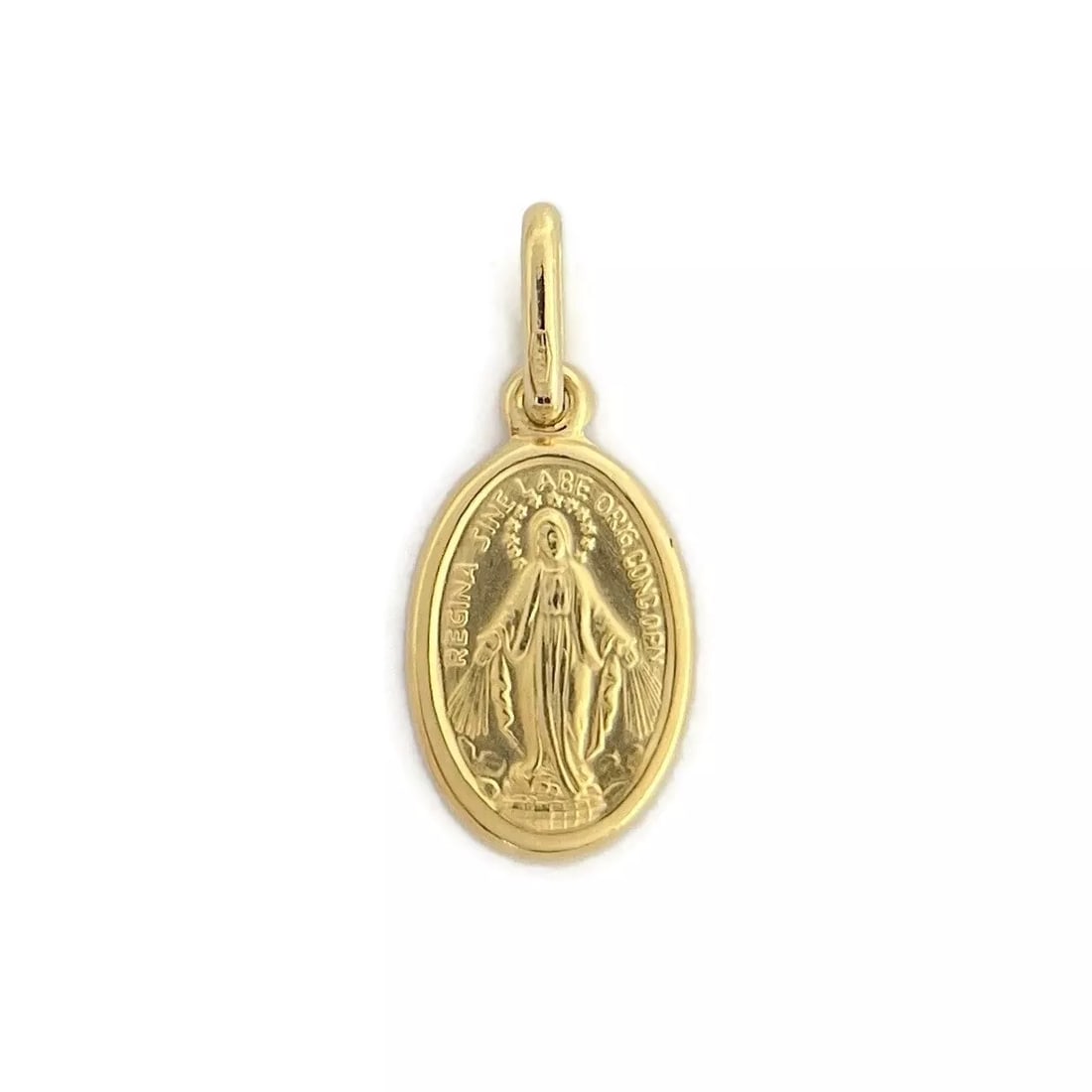Our Lady of Grace Small Religious Charm Pendant 18K Yellow Gold, 1.40 Grams (1 of 7)